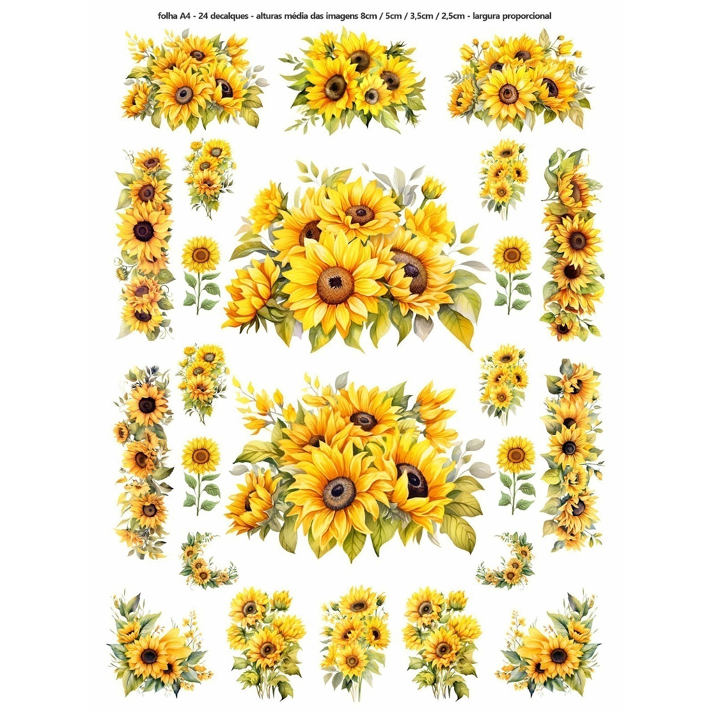 Decalque Hidro Transfer folha A4 - Flores Girassol