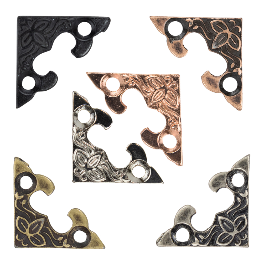 Cantoneira Flor de Lotus Média Metal 4 Peças Decoração Caixa Mdf