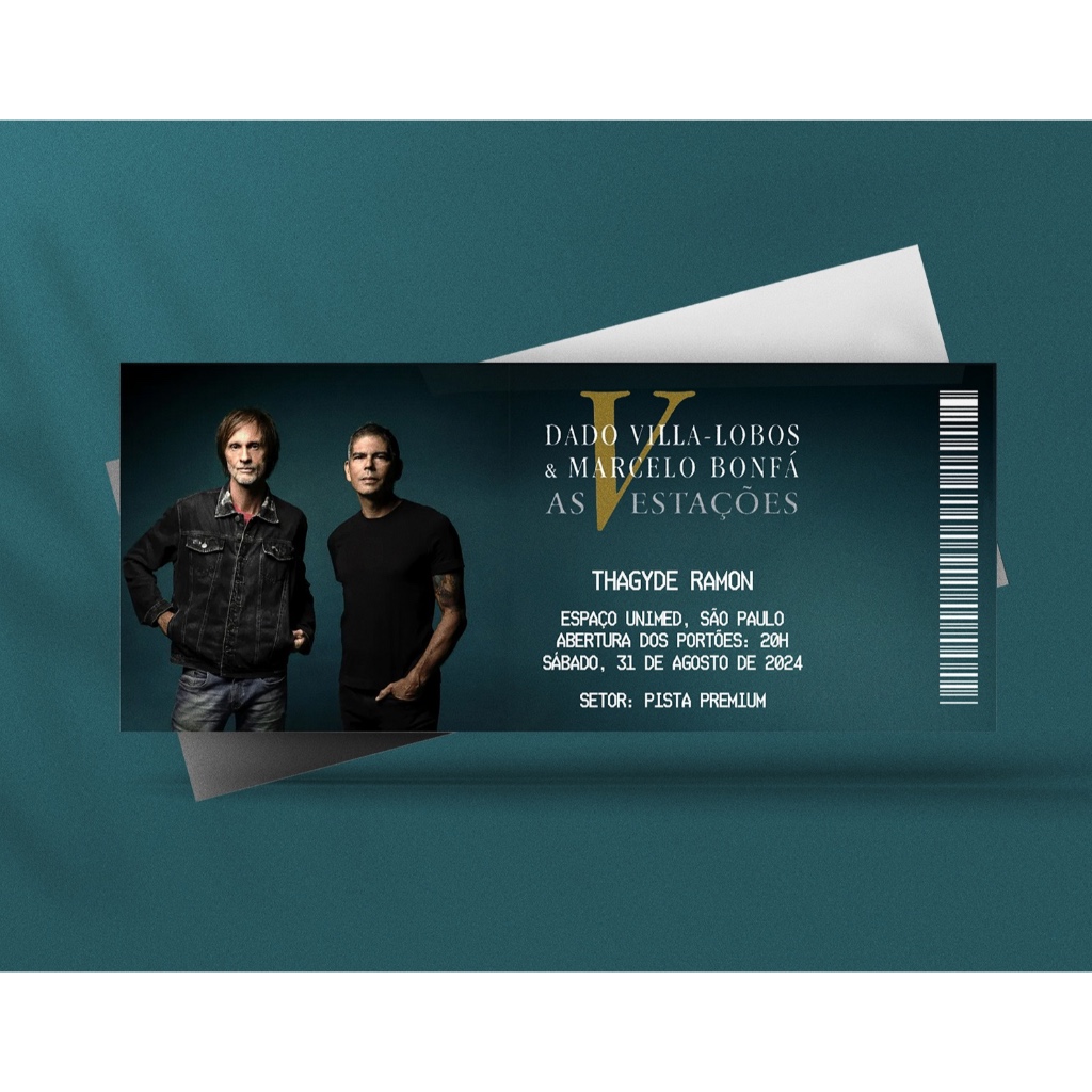Ingresso Holográfico Personalizado Dado Villa-Lobos e Marcelo Bonfá - As V Estações