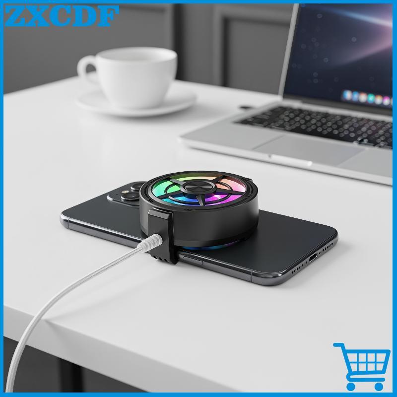Clip On Phone Cooler Fan Multi Cenário Use RGB Light USB Powered Fast Radiator Para Jogos Vlog Live
