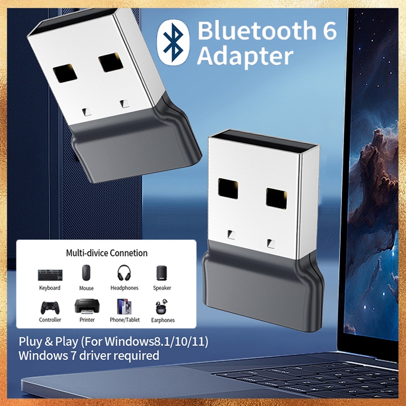 Adaptador Dongle USB Bluetooth 6.0 Para PC Alto-Falante Sem Fio Mouse Teclado Música Receptor De Áudio Transmissor