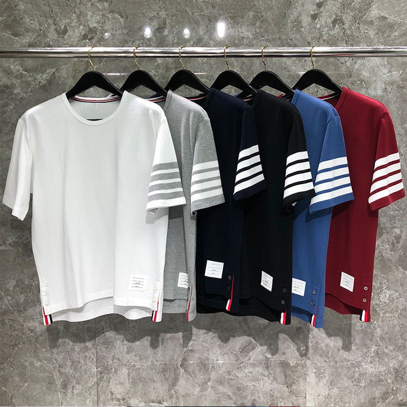 9JKW thombrowne Basic short-sleeved summer pique cotton loose-fit classic style, unisex T T-shirt Half Sleeve
