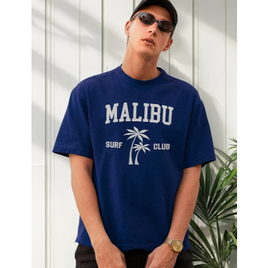 Camiseta Masculina Com Estampa Malibu Tecido Premium 100% Algodão
