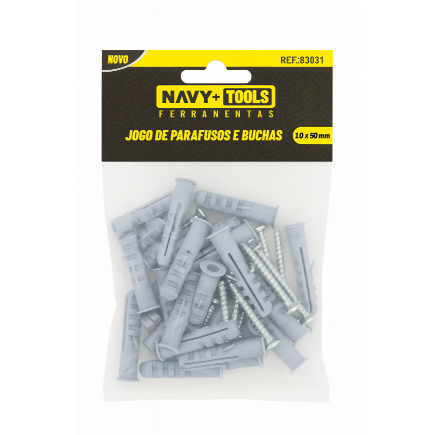 Kit de parafusos com Bucha 10 x 50mm 20 pcs Navytools