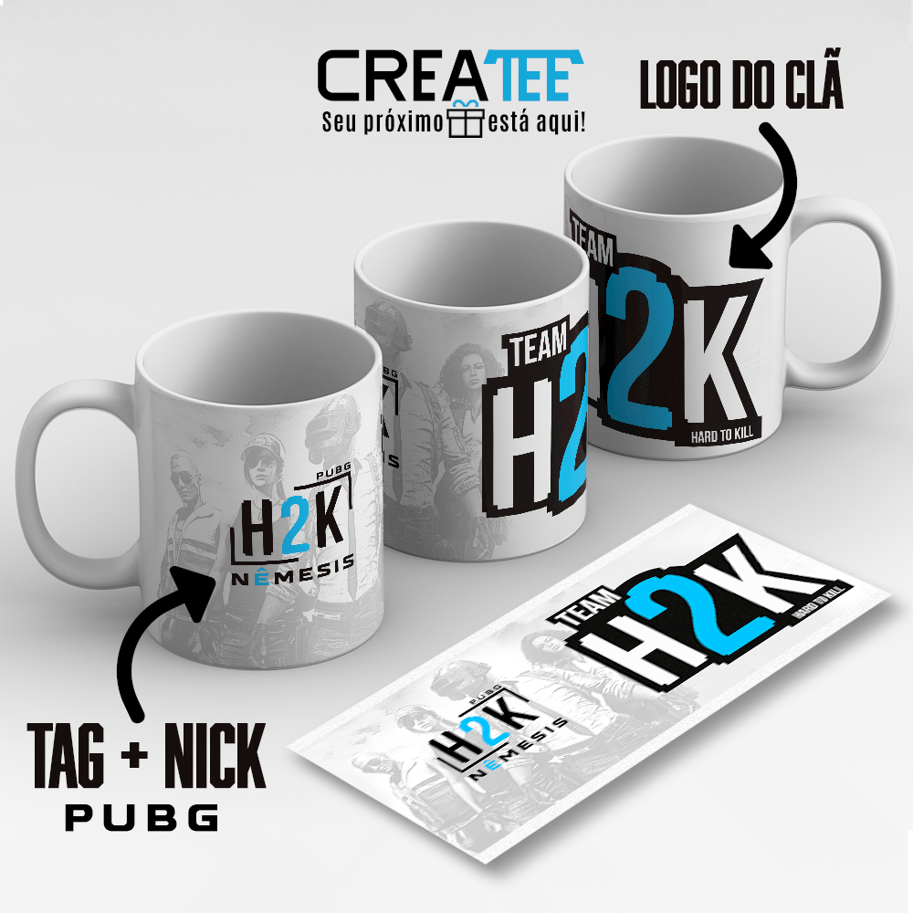Caneca & Xícara - Personalizada PUBG Nick Tag Clã Gamer