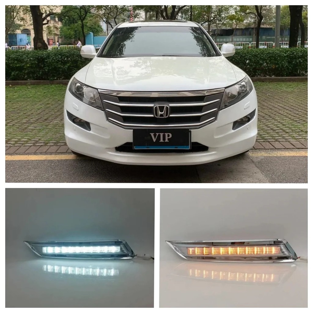 LED DRL Para Honda Accord Crosstour TF 2012 2013 2014 Luzes Diurnas Lâmpada Do Dia Com Sinal De Luz De Giro Dinâmico 12V