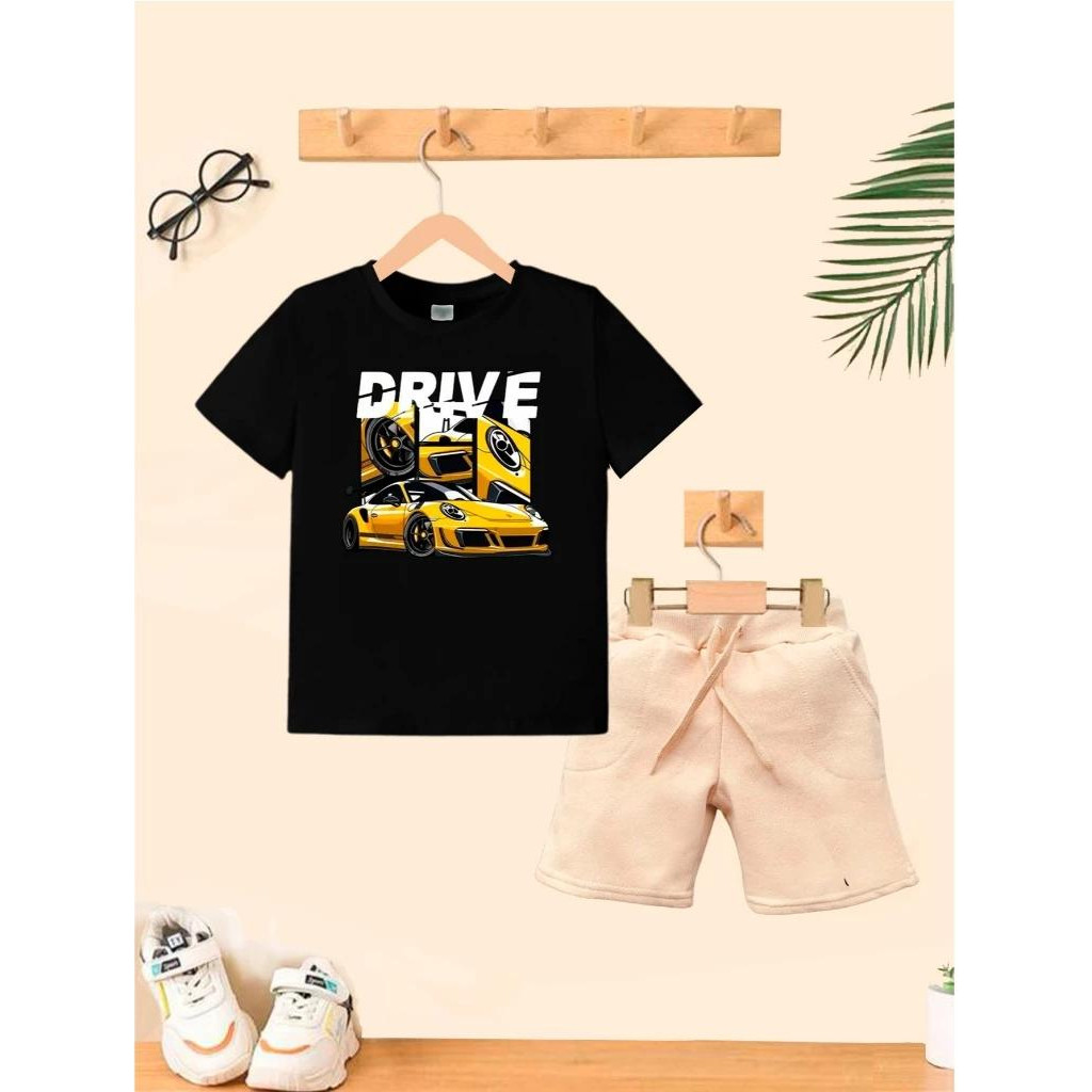 Camiseta + Short Conjunto Infantil Drive Moda Teen Conjunto De Bermuda Juvenil Conjunto De Bermuda Juvenil