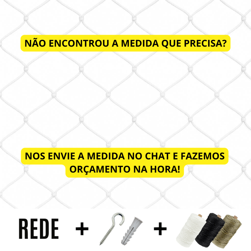 Kit 6,00x2,00 Completo Rede Tela De Proteção Para Sacadas Janelas Gatos