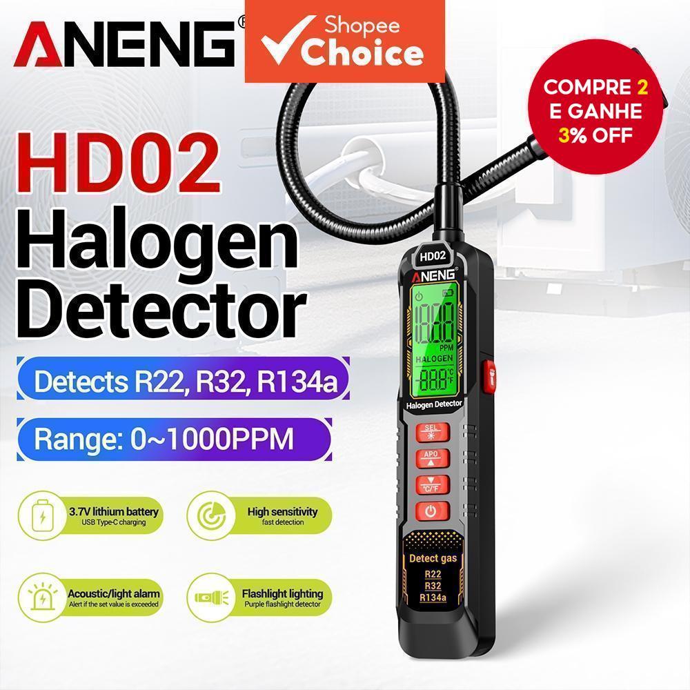 Detector de Gás Digital ANENG HD02 Detecta Diversos Refrigerantes Tela com Luz de Fundo Bateria de Lítio Recarregável