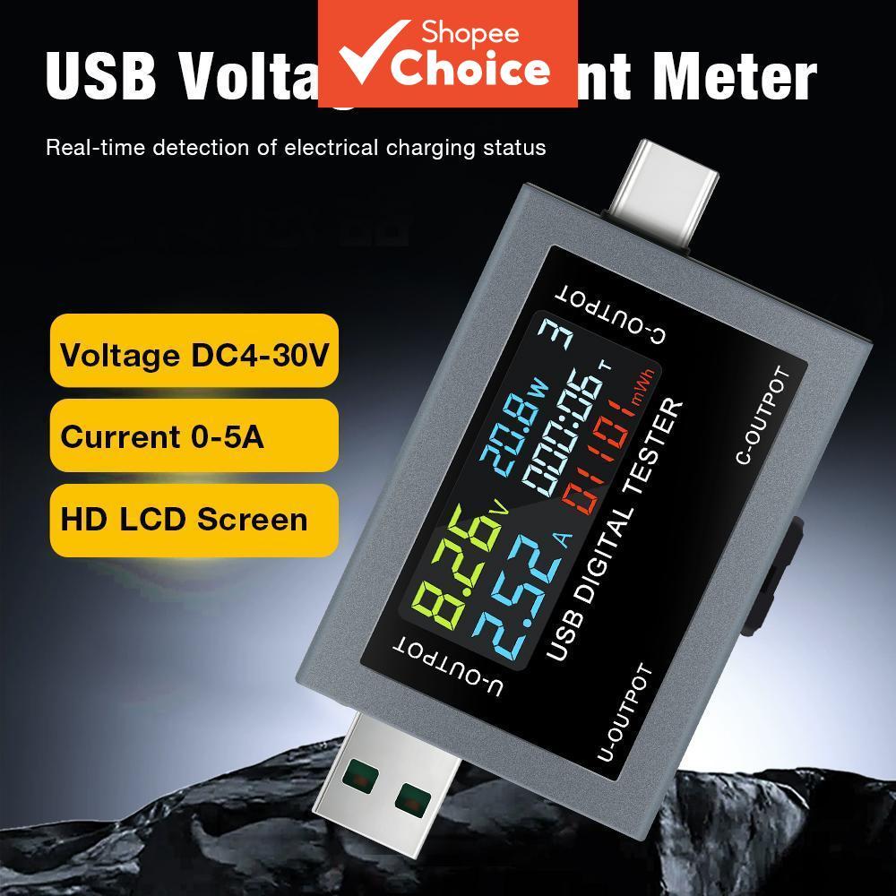 Um Conjunto DC4-30V Voltímetro Digital USB Tipo-C Testador Multifuncional Detector De Energia Para Carregamento Banco Te