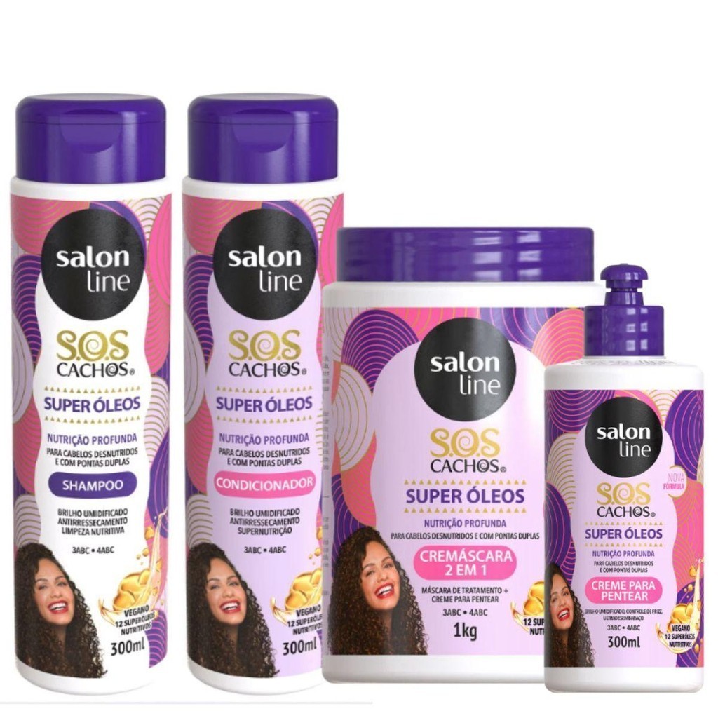 KIT SALON LINE SOS CACHOS SUPER ÓLEOS C/4