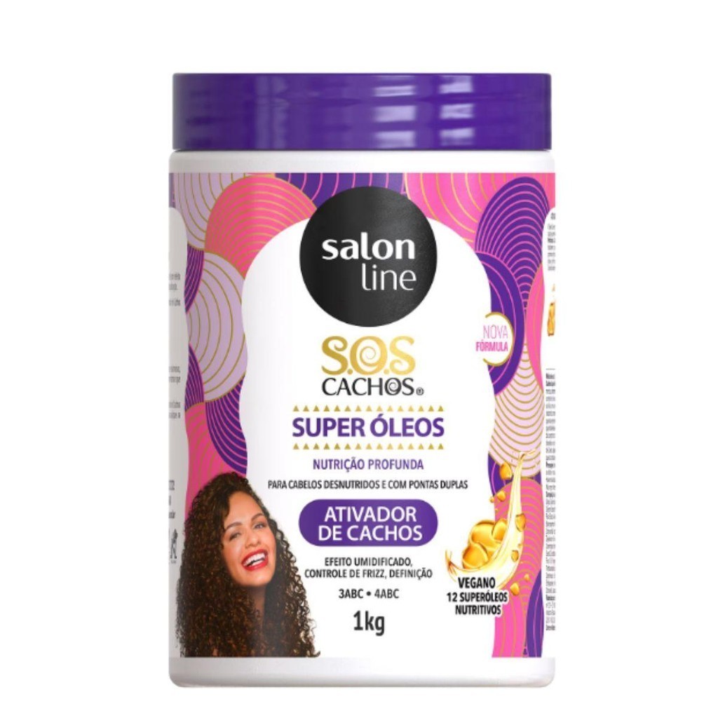 ATIVADOR DE CACHOS SALON LINE SOS CACHOS SUPER ÓLEOS NUTRIÇÃO PROFUNDA 1KG