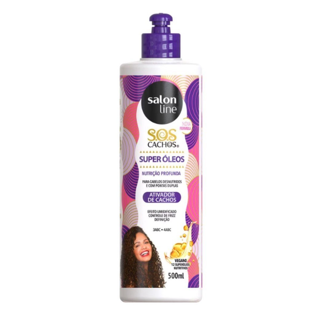 ATIVADOR DE CACHOS SALON LINE SOS CACHOS SUPER ÓLEOS NUTRIÇÃO PROFUNDA 500ML