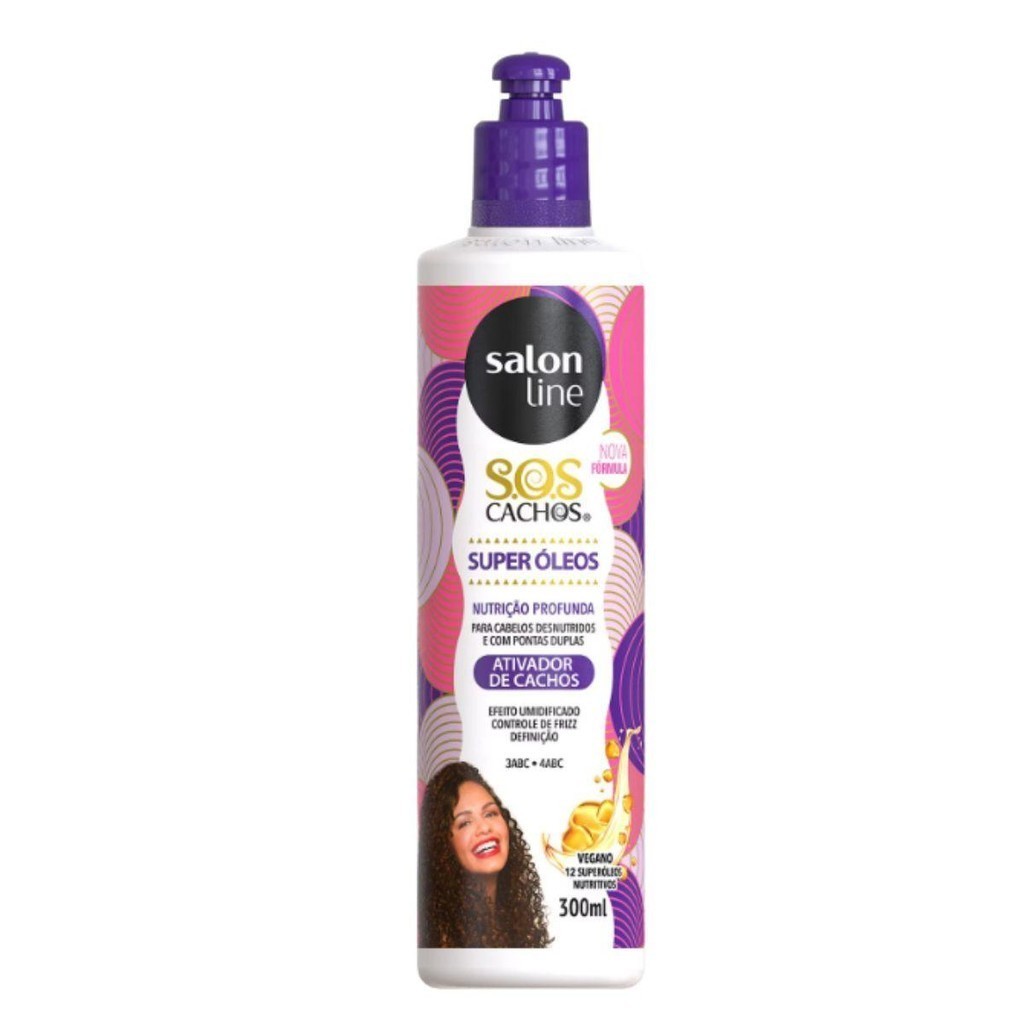 ATIVADOR DE CACHOS SALON LINE SOS CACHOS SUPER ÓLEOS NUTRIÇÃO PROFUNDA 300ML