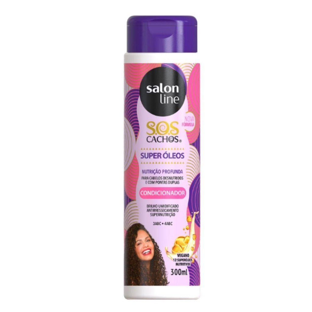 CONDICIONADOR SALON LINE SOS CACHOS SUPER ÓLEOS NUTRIÇÃO PROFUNDA 300ML