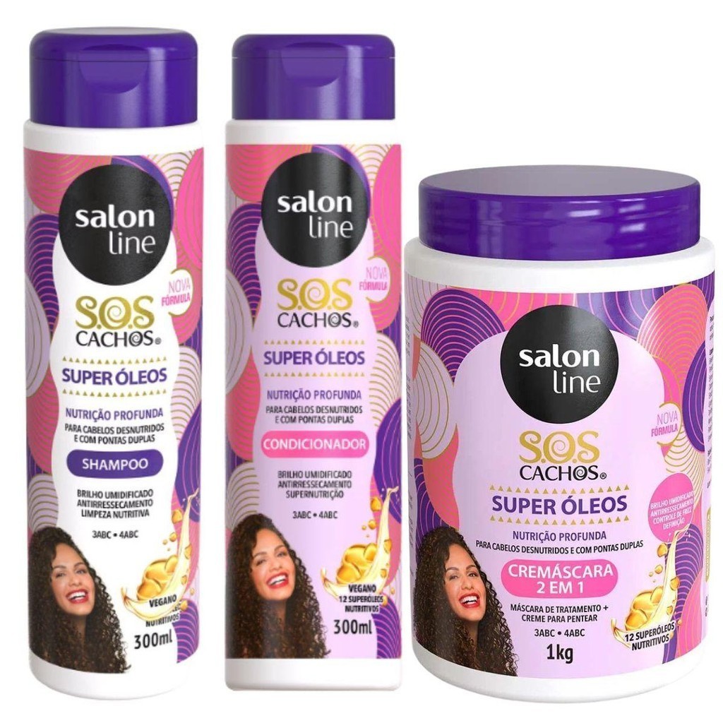 KIT SALON LINE SOS CACHOS SUPER ÓLEOS C/3