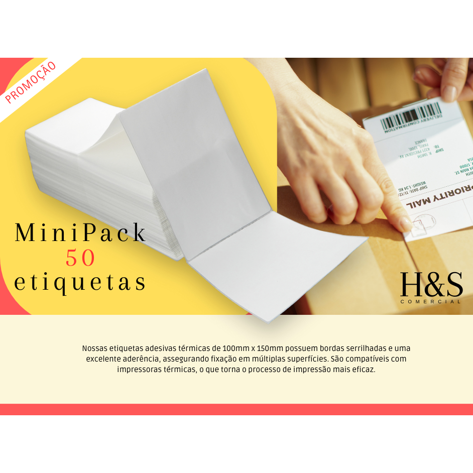 50 Etiquetas Térmicas Adesivas Para E-commerce 10x15