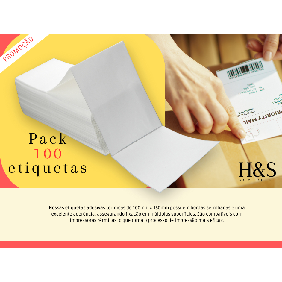 100 Etiquetas Térmicas Adesivas Para E-commerce 10x15