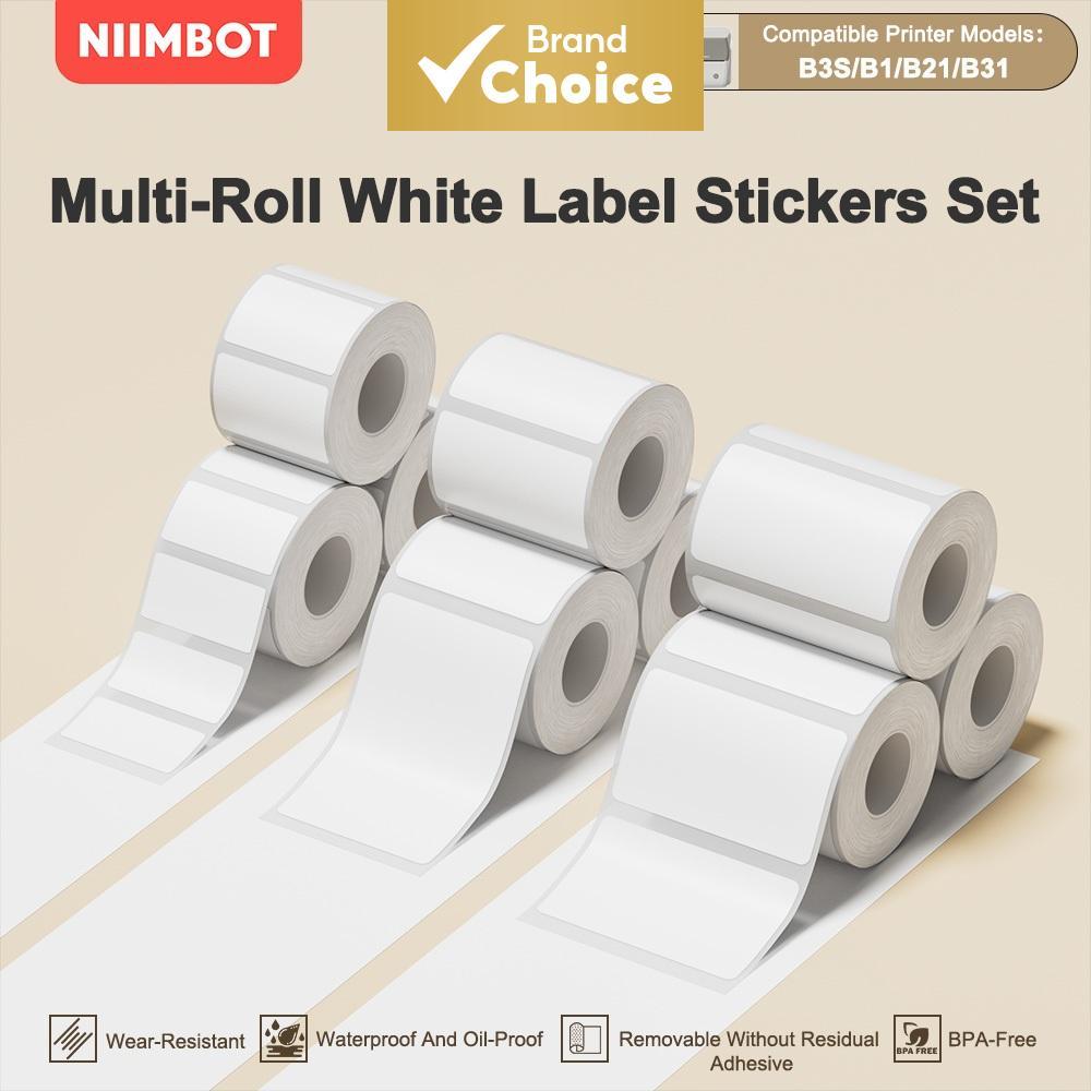 Niimbot Etiqueta Adesiva Térmica Rolo Branco À Prova D'água Papel De Óleo Para B1 B21 B3S Impressora Portátil Código De
