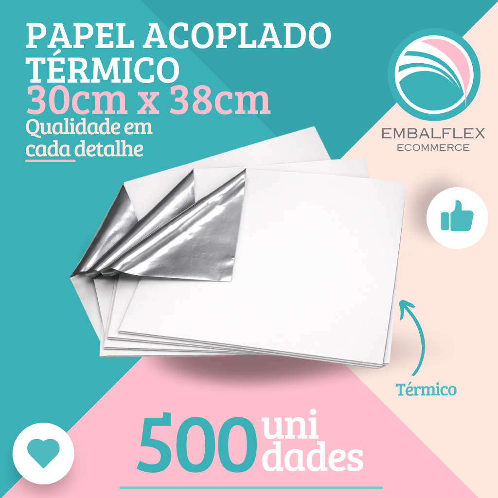 Papel Acoplado Térmico Branco 30x38 C/ 500 unidades