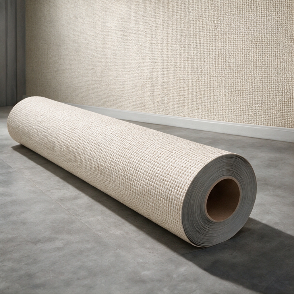Papel de Parede Adesivo Texturado Linho Luxo Bege Neutro para Sala Quarto Hall