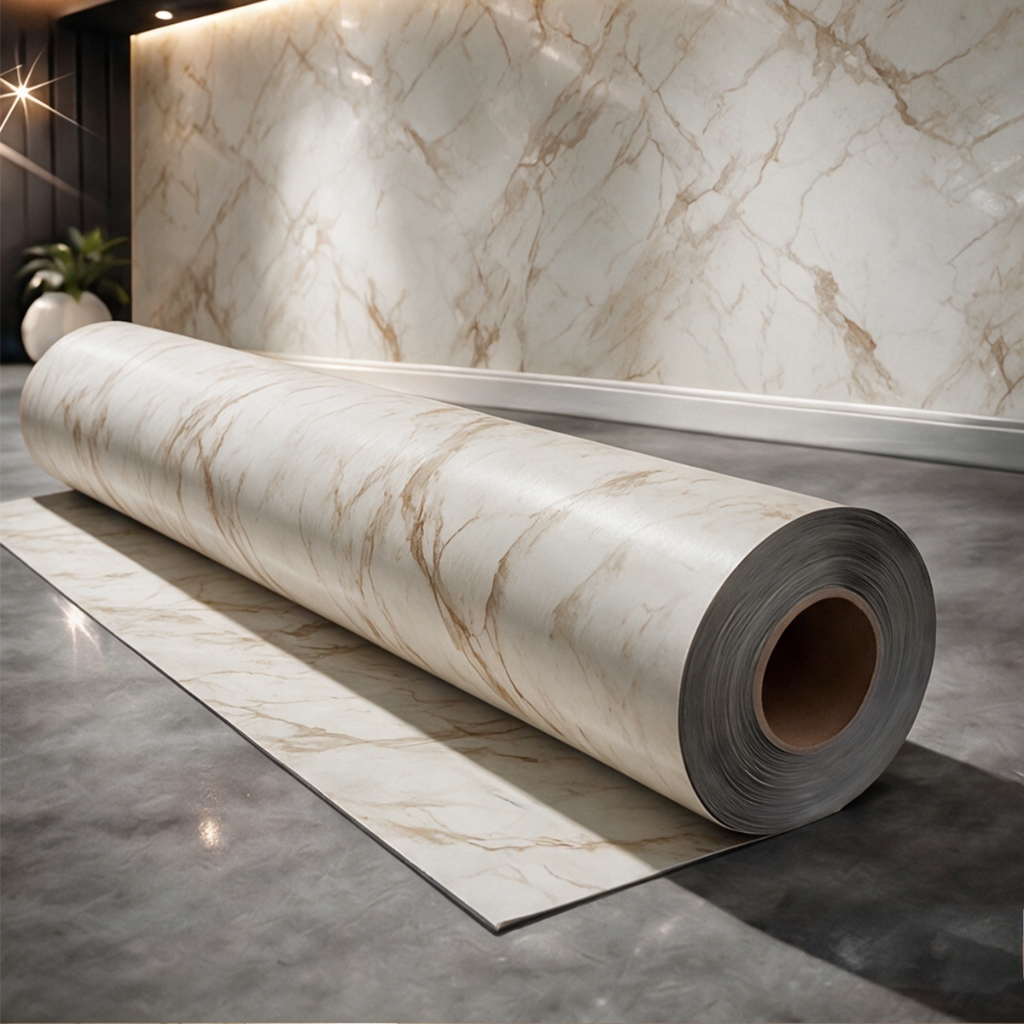 Papel de Parede Adesivo para Sala Hall Quarto Marmorizado Bege Luxuoso