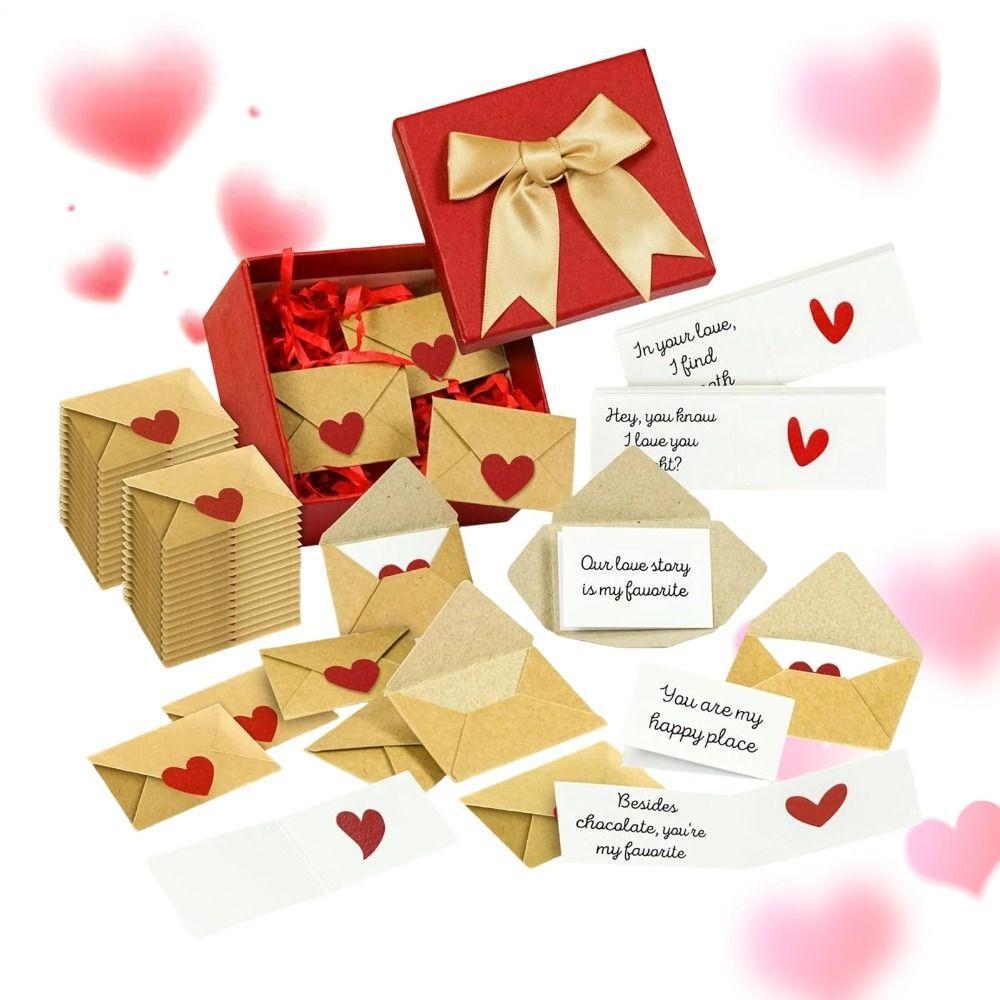 30/60 Unidades Caixa De Notas De Amor DIY , Cartões Pré-Gravados Adesivos De Coração Conjunto De Envelope De Letras , El