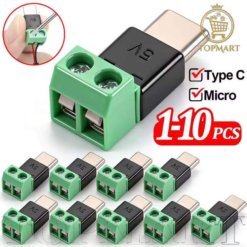 [Envio 24 Horas] Adaptador De Terminal Eletrônico DIY 3-10pcs | Saída USB C/Micro Plugue Sem Solda 5V , 4 Modelos Para E