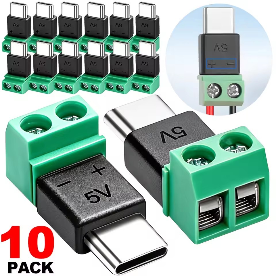 3-10pcs 5V Adaptador De Bloco Terminal Regulado-Fiação De Parafuso Sem Solda USB C/Micro , 4 Modelos De Alimentação/Carr