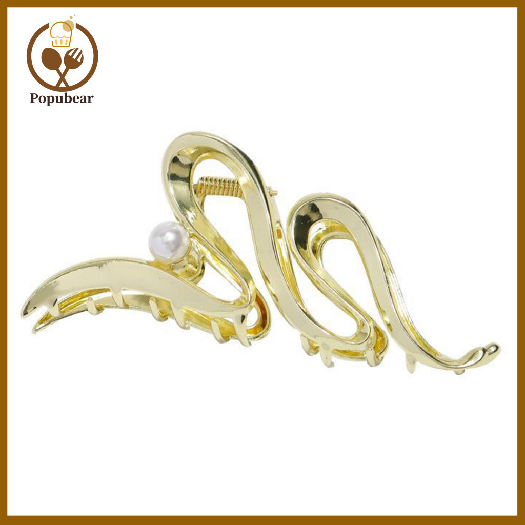 Bamboo Leaf Hair Clip Elegant Women’s Metal Star Bowknot Claw Irregular Wave Shape Geometric Hairpin Stylish Accessori