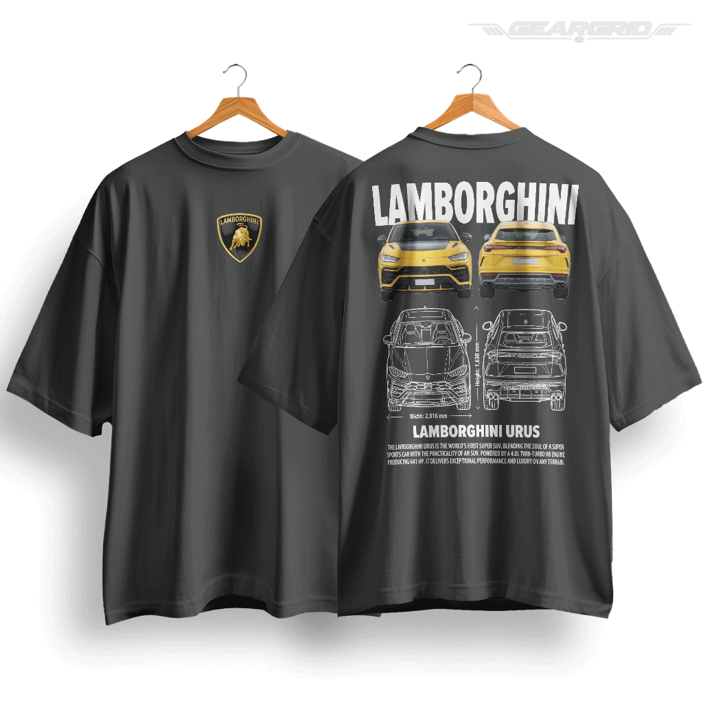 Camiseta Lamborghini Urus Design 100% Algodão Streetwear Oversized Unissex Gearhead