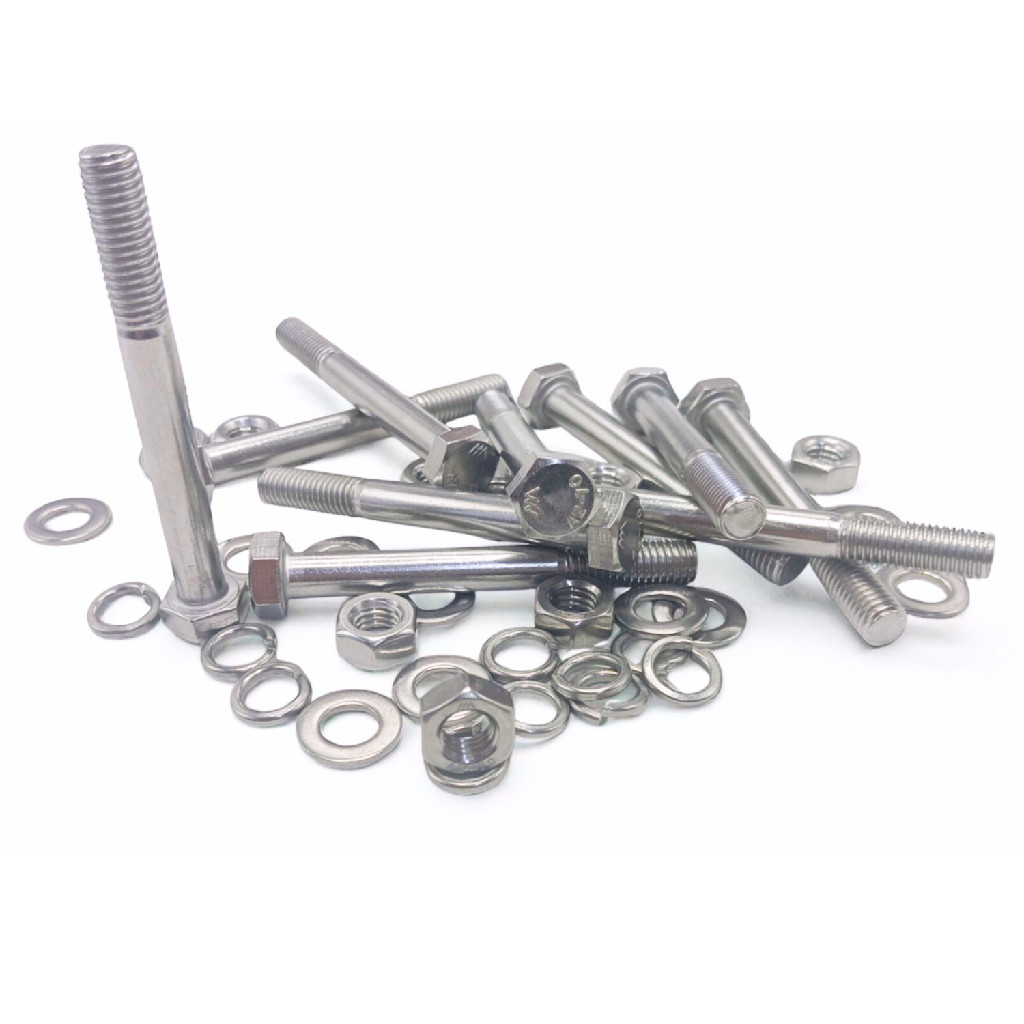 KIT 10 PARAFUSOS MEIA ROSCA PARCIAL SEXTAVADO INOX M8*80MM