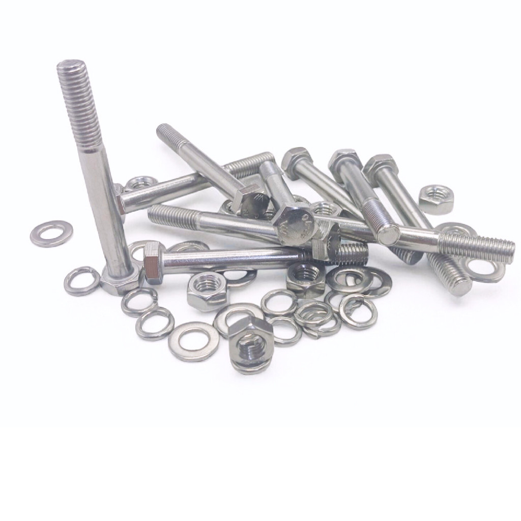 KIT 5 PARAFUSOS MEIA ROSCA PARCIAL SEXTAVADO INOX M10*80MM