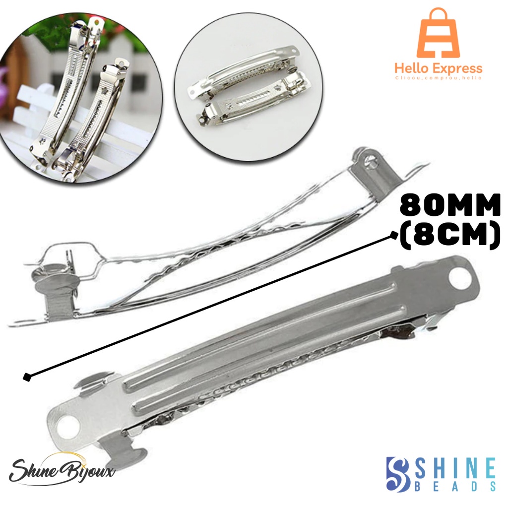 Base de presilha para cabelo 80mm (8cm) metal níquel