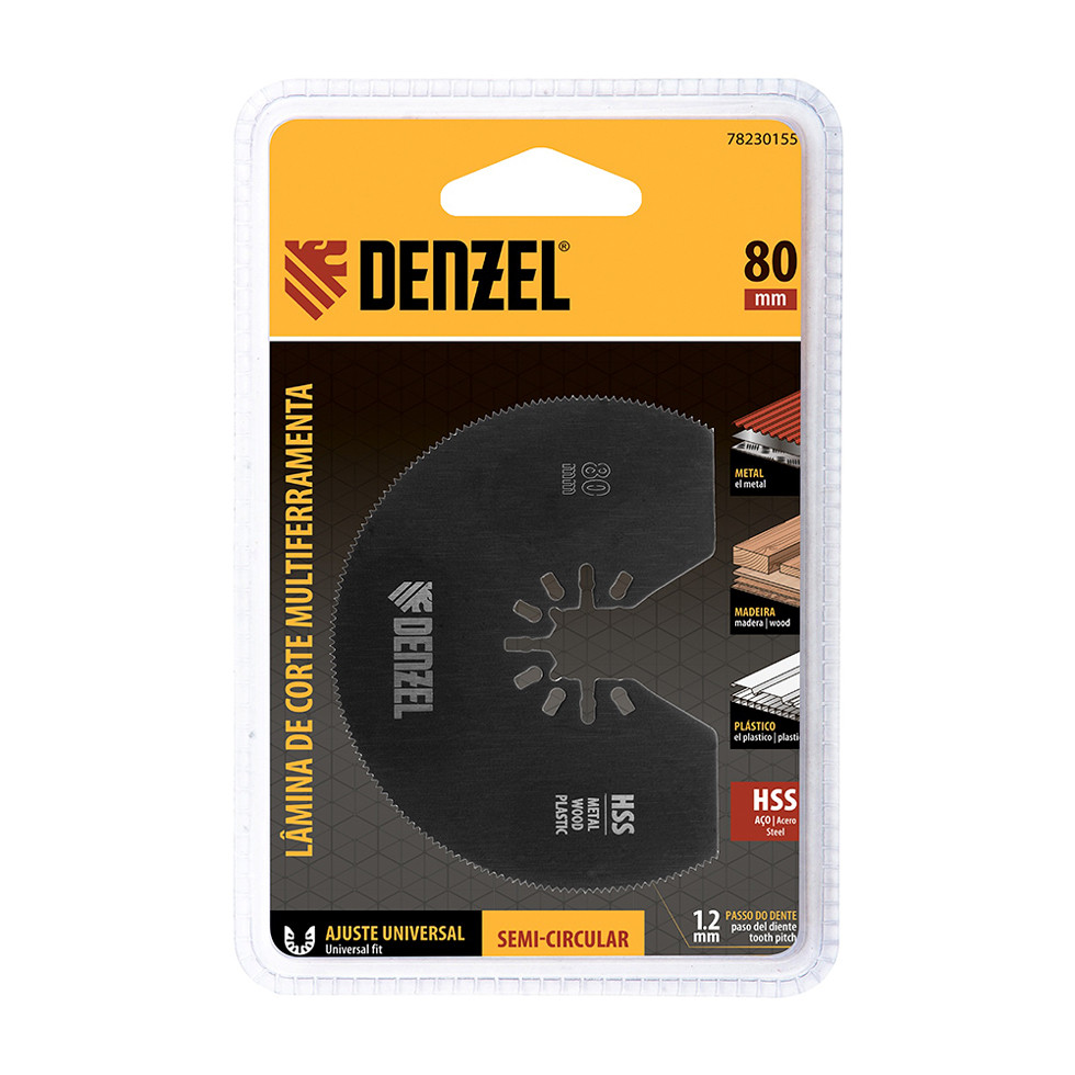 Lâmina para Multiferramenta 80mm x 1.2mm Corte por Imersão em Metal, Madeira e Plástico Denzel 78230155
