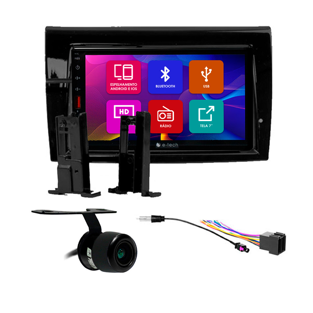 Kit Multimidia 7 Pol Bravo 2007 2008 2009 2010 2011 12 2013 2014 2015 2016 Android Auto Carplay Qa+ 2 Din Black Piano