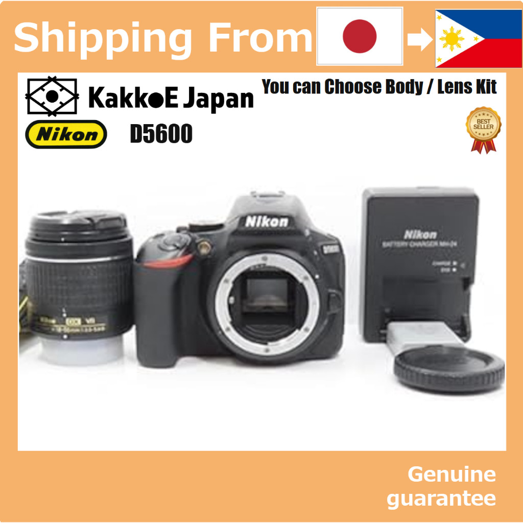Câmera DSLR Digital Nikon D5600 AF-P 18-55 VR Lens Kit Preta D5600LKBK Corpo e Lente [Usada Japão] - Câmera SLR semiprofissional de alta qualidade, ideal para fotografia e vídeo, com sensor CMOS DX de 24.2MP, tela touchscreen articulável, Wi-Fi,...