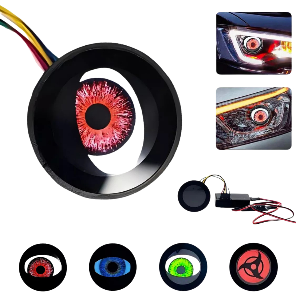 KIT 2-8 Display Led 12V WIFI Olhos de Deus Eyes Devil Lens Luz Farol Carro Moto Decorativo UNIFY