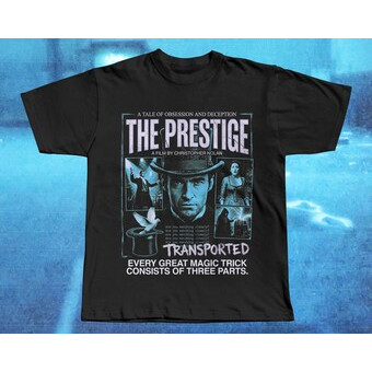 Camiseta Masculina Estampa Filme The Prestige Moderna Atemporal Confortável Tema Magia e Ilusões Estilo Casual