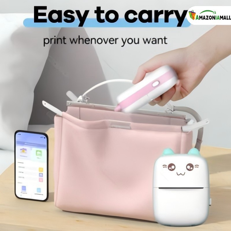 Adequado para Android Ios Mini impressora térmica portátil animação Design foto impressora sem fio+5 Rolo Papel