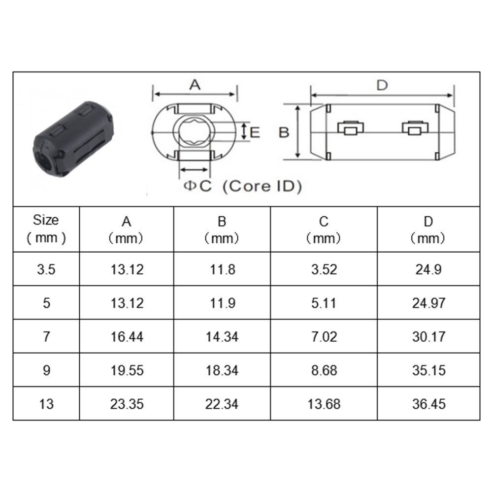 10Pcs 5mm RFI EMI Filtro Núcleo Anel Preto Útil Para Cabo De Alimentação De Áudio E Vídeo USB