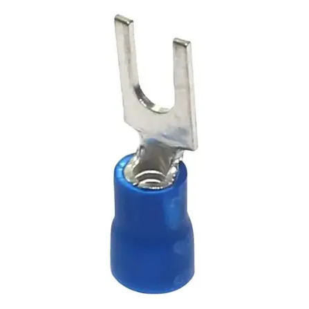Terminal Garfo Pré Isolado Azul Fio 1mm A 2,5mm  Kit 10pçs Azul