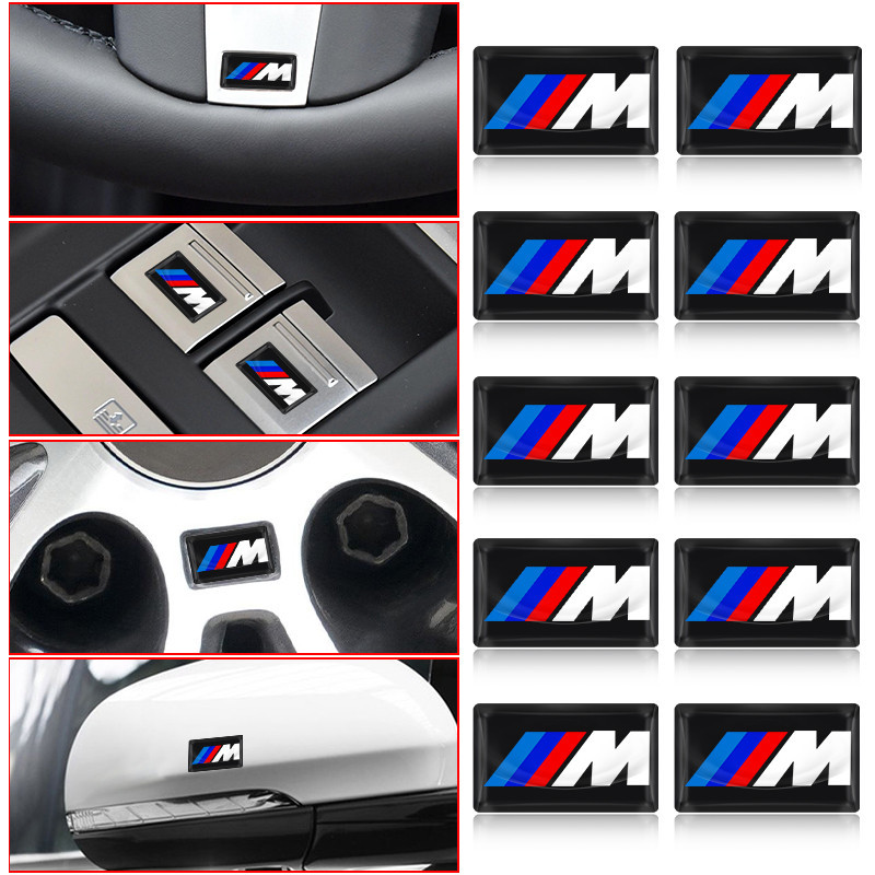 10PCS 3D Car Styling Decorative Epoxy Resin Emblem Badge Sticker Decals For BMW M M3 M4 M5 X1 X3 X5 X6 X7 F10 F20 F22 F3