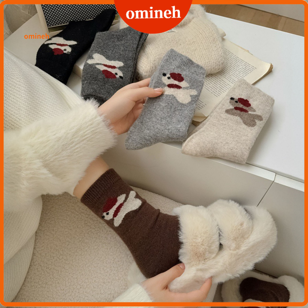 Cozy Weather Socks Cartoon Puppy 1 to 5 Pairs Thickened Fleece Lining Winter Warm and Stretchy Student for Men Women