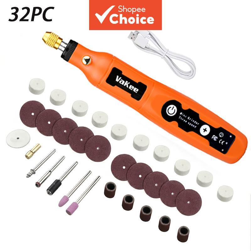 VAKEE Um Conjunto De Mini Ferramenta Rotativa , 1300mAh Tipo-C Recarregável 3 Velocidades 18cm Caneta Moedor Elétrico Se