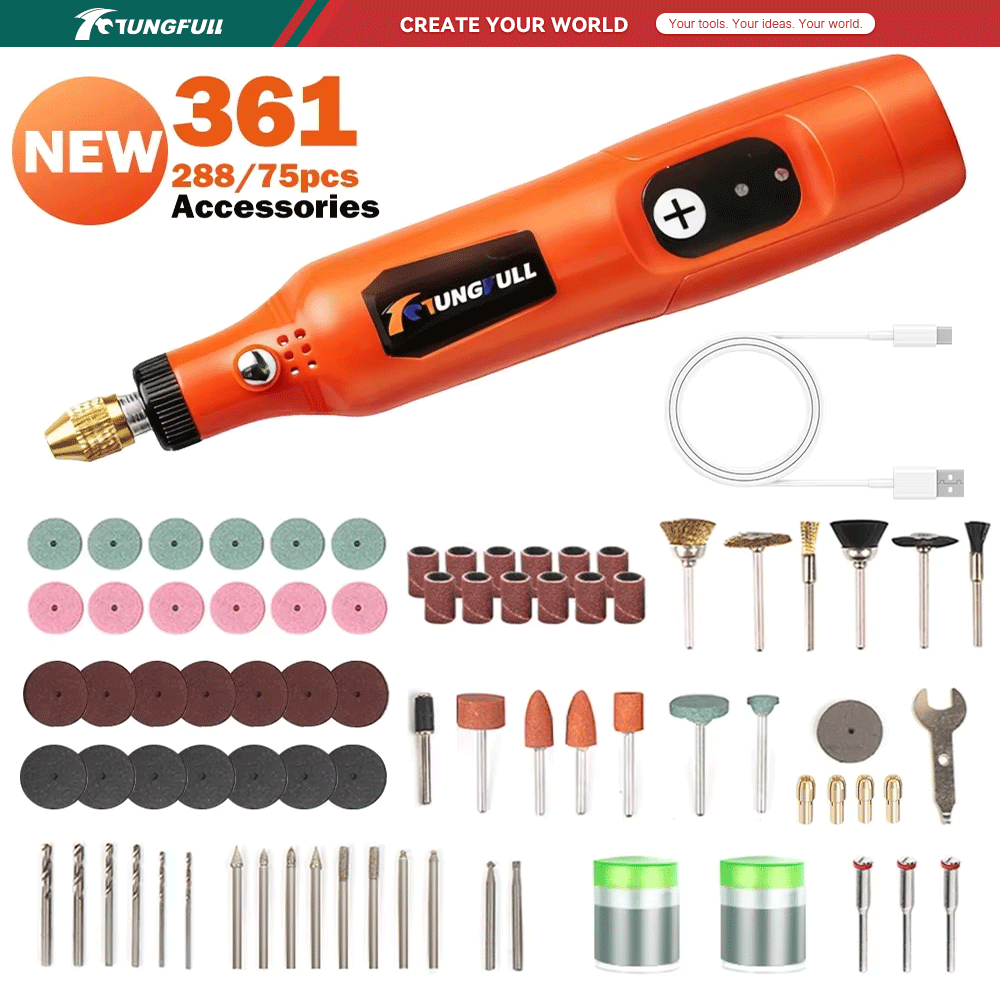 Um Conjunto USB Sem Fio Mini Ferramenta Rotativa Portátil Elétrica , 3 Velocidades 10000 RPM Para Trabalhar Madeira Jóia