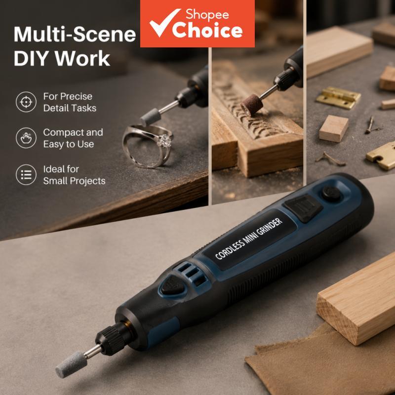 Mini Caneta De Moagem Sem Fio De Uma Peça , 3.7V 3 Velocidades 15000RPM Com Bateria De 700mAh Para Gravação De Modelo De