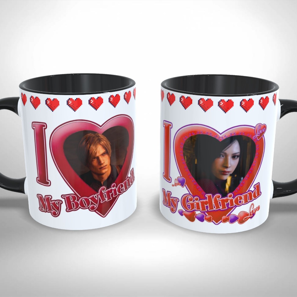 Kit 2 Canecas Personalizadas Namorados Resident Evil Leon + Ada Love Boyfriend Girlfriend