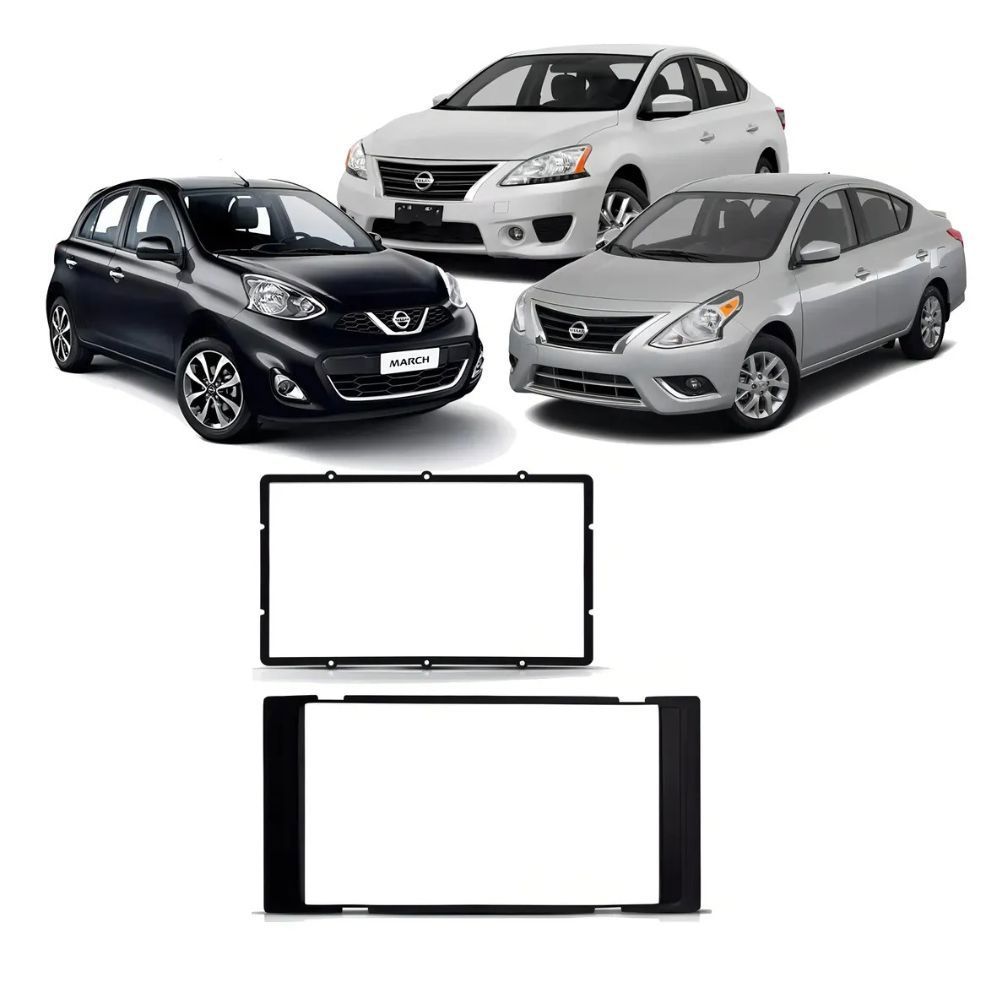 Moldura Painel 2 Din Versa 2014 A 2016 Preto Multimídia 7