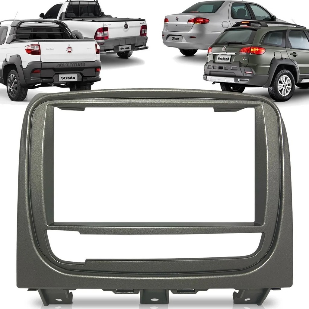 Moldura Mp5 Dvd 2 Din Cinza Palio Trekking 2013 À 2016